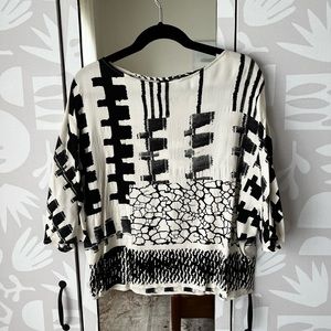 Zero + Maria Cornejo Vero Top in Black and Cream Print Size 4